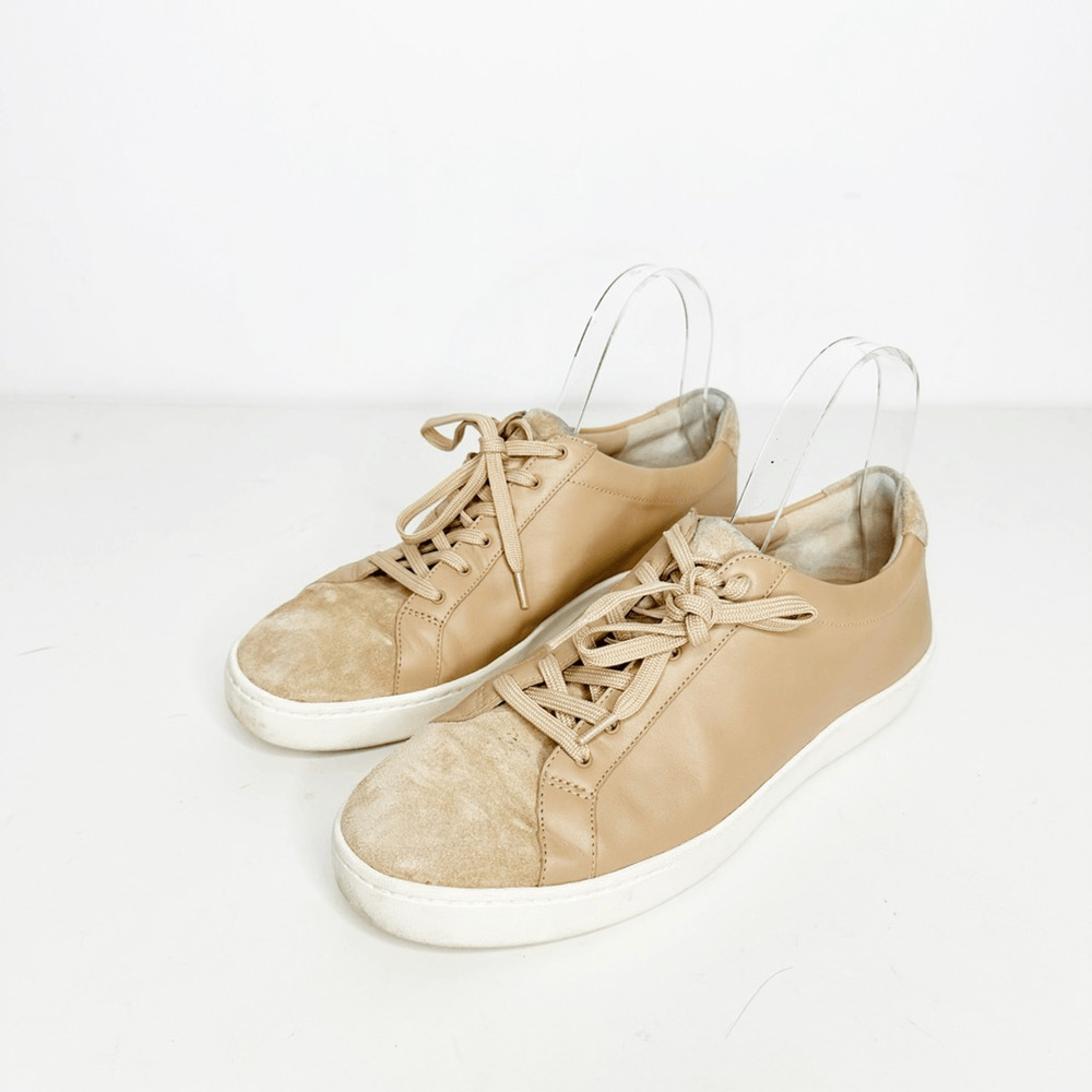 VINCE Benfield Leather Platform Sneaker Blush Beige lace up suede womens US 8